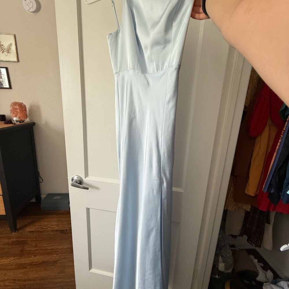 Birdy Grey Blue One Shoulder Gown for Weddings